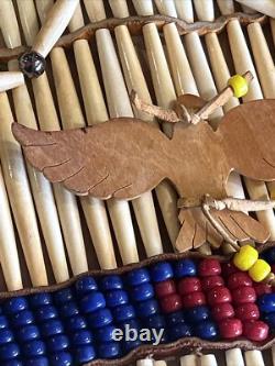 Hand Made Native American Bone Pipe Beaded Breast Plate