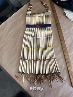 Hand Made Native American Bone Pipe Beaded Breast Plate