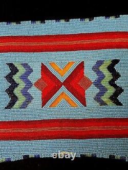 Handcrafted Beaded Geometric Design Native American Indian Leggings/buckle Cover