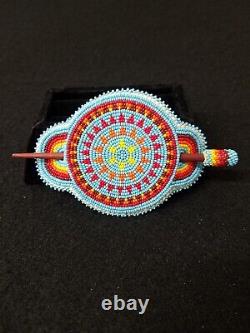 Handcrafted Cut Beaded Star Design Native American Indian Barrette With Stick