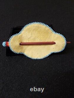 Handcrafted Cut Beaded Star Design Native American Indian Barrette With Stick
