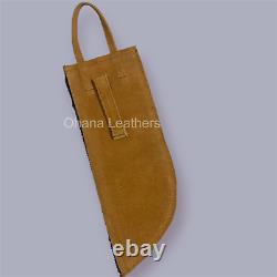 Handcrafted Native American Beaded Knife Sheath Genuine Suede Leather Cover