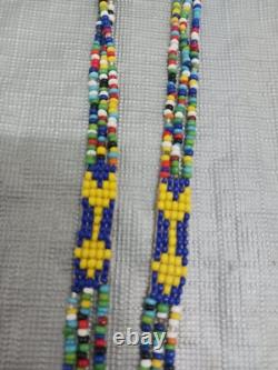 Handcrafted Native American Beaded Necklace Loom-woven Mandala & Arrows 15