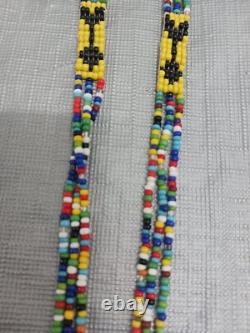 Handcrafted Native American Beaded Necklace Loom-woven Mandala & Arrows 15