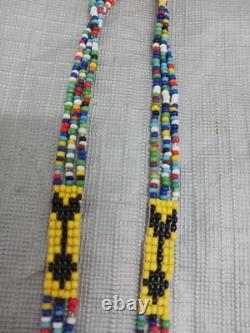 Handcrafted Native American Beaded Necklace Loom-woven Mandala & Arrows 15
