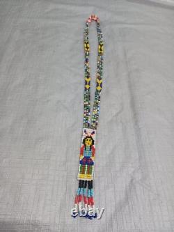 Handcrafted Native American Beaded Necklace Loom-woven Mandala & Arrows 15