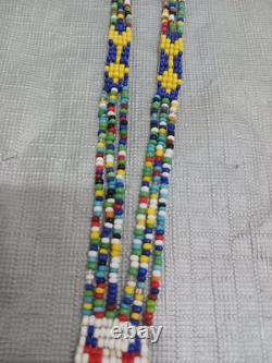 Handcrafted Native American Beaded Necklace Loom-woven Mandala & Arrows 15