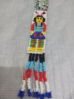 Handcrafted Native American Beaded Necklace Loom-woven Mandala & Arrows 15