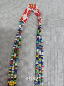 Handcrafted Native American Beaded Necklace Loom-woven Mandala & Arrows 15
