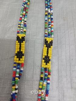 Handcrafted Native American Beaded Necklace Loom-woven Mandala & Arrows 15
