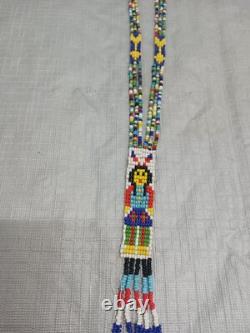 Handcrafted Native American Beaded Necklace Loom-woven Mandala & Arrows 15