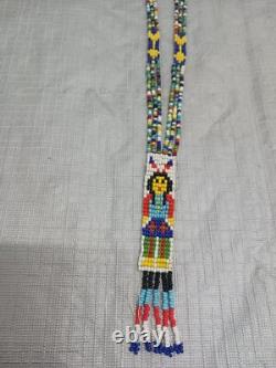 Handcrafted Native American Beaded Necklace Loom-woven Mandala & Arrows 15