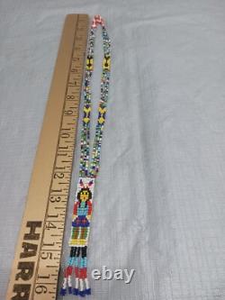 Handcrafted Native American Beaded Necklace Loom-woven Mandala & Arrows 15