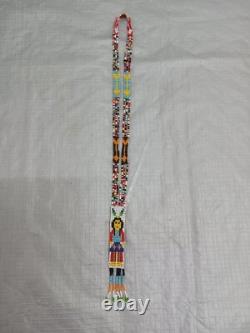 Handcrafted Native American Beaded Necklace Squaw Design Fringes & Arrows Handcrafted Native American Beaded Necklace Squaw Design Fringes & Arrows