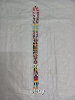 Handcrafted Native American Beaded Necklace Squaw Design Fringes & Arrows