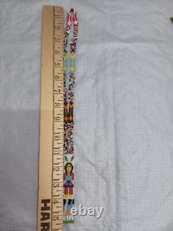 Handcrafted Native American Beaded Necklace Squaw Design Fringes & Arrows