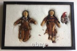 Handcrafted Native American Leather Face Dolls Beaded Face Seed Beads 1940s Vtg