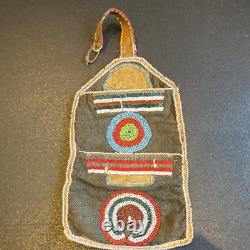 Handmade Beaded Native American US Roll-Up Bag with Traditional Patterns