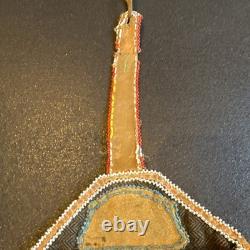 Handmade Beaded Native American US Roll-Up Bag with Traditional Patterns