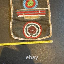 Handmade Beaded Native American US Roll-Up Bag with Traditional Patterns