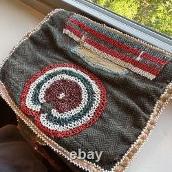 Handmade Beaded Native American US Roll-Up Bag with Traditional Patterns