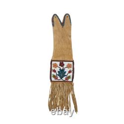 Handmade Cree Beaded Tobacco Pipe Bag Double-Sided Beadwork Native Style Pouch