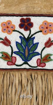 Handmade Cree Beaded Tobacco Pipe Bag Double-Sided Beadwork Native Style Pouch