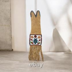 Handmade Cree Beaded Tobacco Pipe Bag Double-Sided Beadwork Native Style Pouch