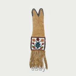 Handmade Cree Beaded Tobacco Pipe Bag Double-Sided Beadwork Native Style Pouch