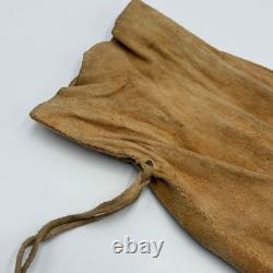 Handmade Dakota Buckskin Pipe Bag Vintage with Quillwork Fringe and Tin Cones