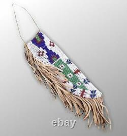 Handmade Indian Native American Sioux Style Beaded Suede Hide Knife Sheath KNS3