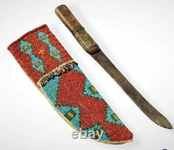 Handmade Indian Native American Style Beaded Suede Hide Knife Sheath KNS4