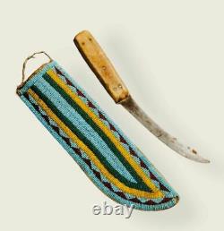 Handmade Indian Native American Style Beaded Suede Hide Knife Sheath KNS8