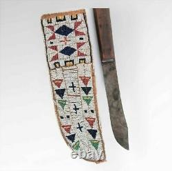 Handmade Indian Native American Style Beaded Suede Hide Knife Sheath KNS9