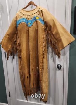Handmade Leather Seashell and Beaded American Dress