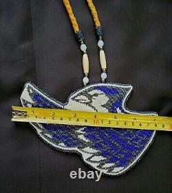 Handmade Native American Beaded Blue Jay Pow Wow Medallian Regalia 7 Gorgeous