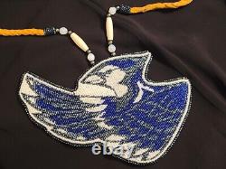 Handmade Native American Beaded Blue Jay Pow Wow Medallian Regalia 7 Gorgeous