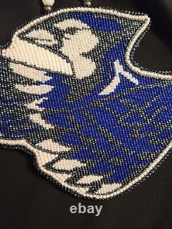 Handmade Native American Beaded Blue Jay Pow Wow Medallian Regalia 7 Gorgeous