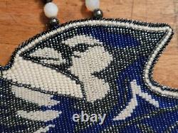 Handmade Native American Beaded Blue Jay Pow Wow Medallian Regalia 7 Gorgeous