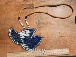 Handmade Native American Beaded Blue Jay Pow Wow Medallian Regalia 7 Gorgeous