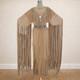 Handmade Native American Buckskin Fringe Dress with Beads & Belt Tan