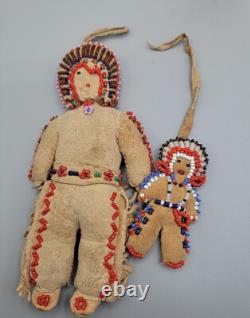 Handmade Native American Leather & Beaded Dolls Small & Large