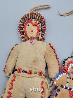 Handmade Native American Leather & Beaded Dolls Small & Large