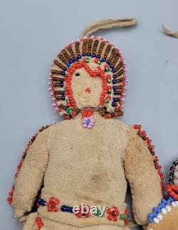 Handmade Native American Leather & Beaded Dolls Small & Large