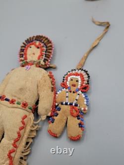 Handmade Native American Leather & Beaded Dolls Small & Large