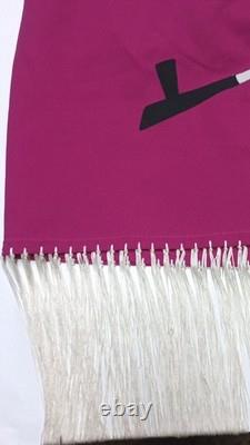 Handmade Native American Style Shawl Purple Feather Pipe Design Fringe Beads