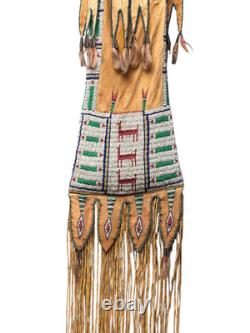 Handmade Native American Tobacco Cover Sioux Beaded Leather Pipe Bag Fringe