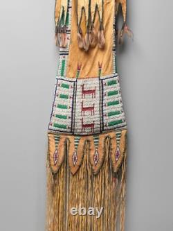 Handmade Native American Tobacco Cover Sioux Beaded Leather Pipe Bag Fringe