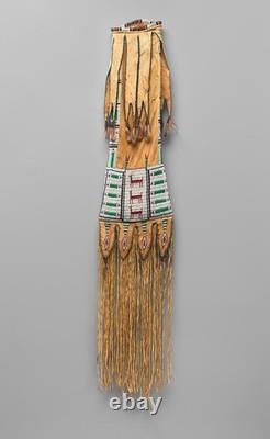Handmade Native American Tobacco Cover Sioux Beaded Leather Pipe Bag Fringe