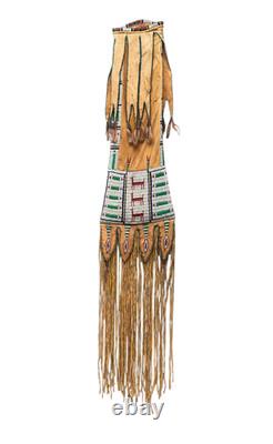 Handmade Native American Tobacco Cover Sioux Beaded Leather Pipe Bag Fringe